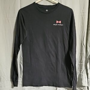 Simply Southern Black Tee with Pink Bow